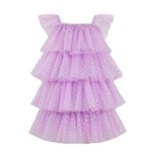Lola and The Boys Feather Lavender Hearts Tulle Dress Size 10